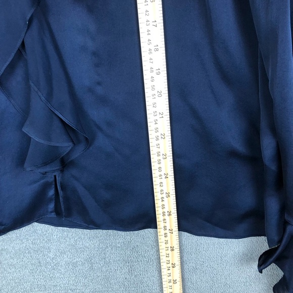 Lauren Ralph Lauren Navy Silk Sheer long sleeve Ruffle Trim blouse size 22W - Picture 10 of 10